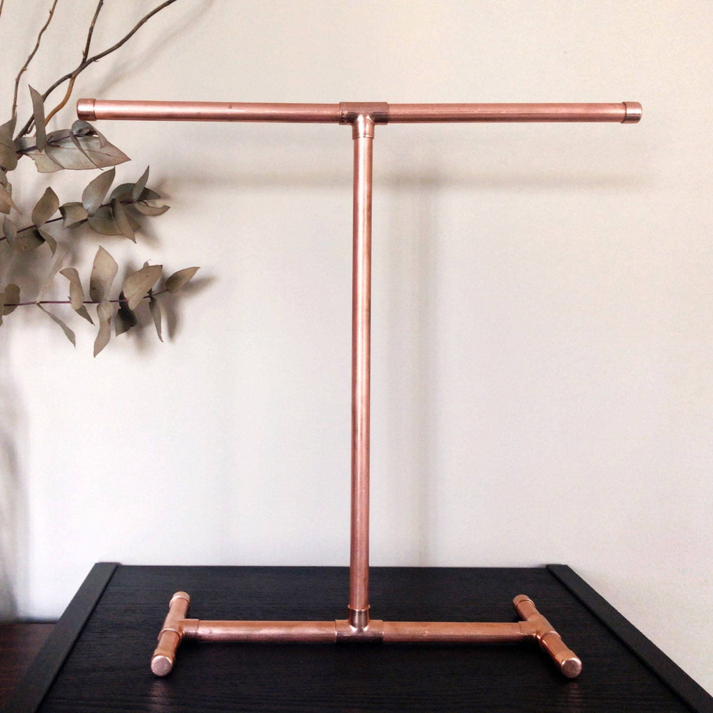 Copper Jewellery Stand, Copper Pipe Jewellery display, Jewellery T-bar stand, Necklace Stand | Suradesires