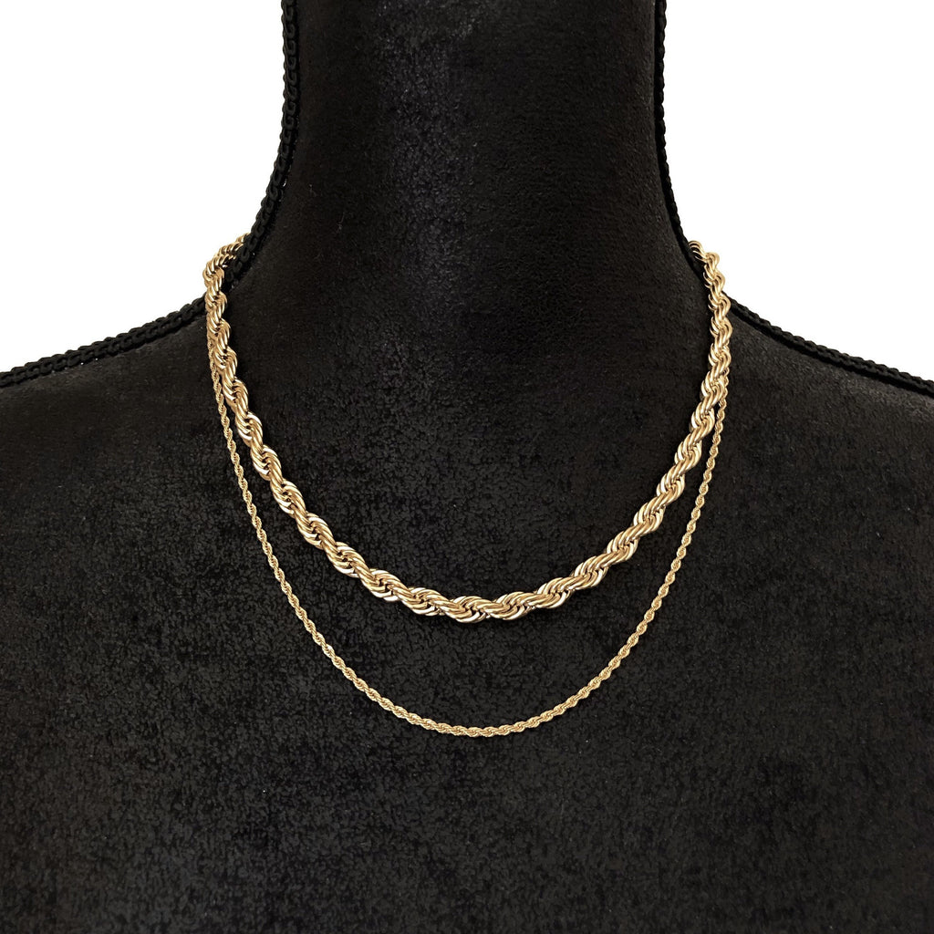 Rope chain, 18k Gold plated Rope chain necklace, 2mm, 6mm, Stainless steel Rope chain, Layering necklaces, Gold chain | Suradesires