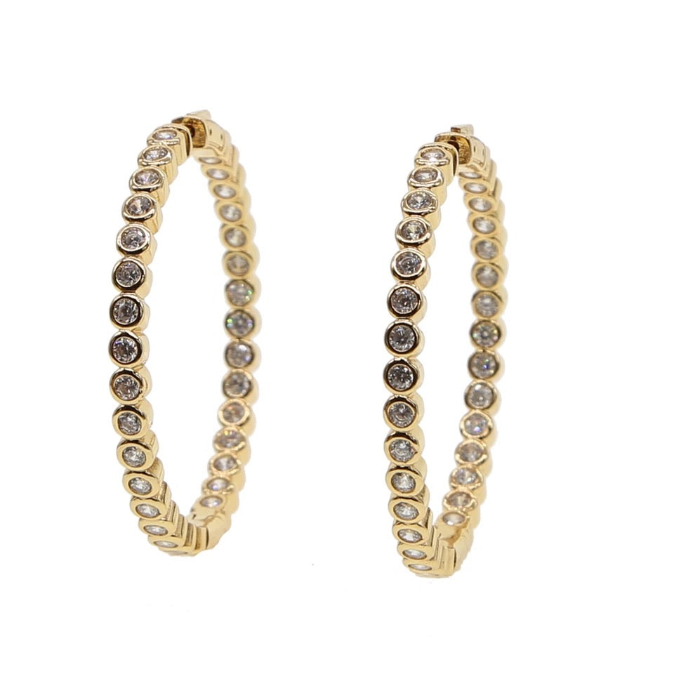Crystal Hoop Earrings - 5cm-Suradesires-Gold-Suradesires