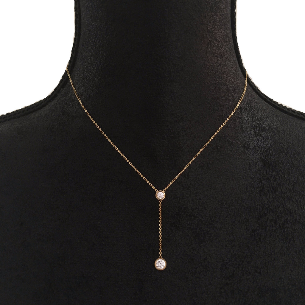 Crystal Gold Lariat Necklace-Suradesires-Suradesires