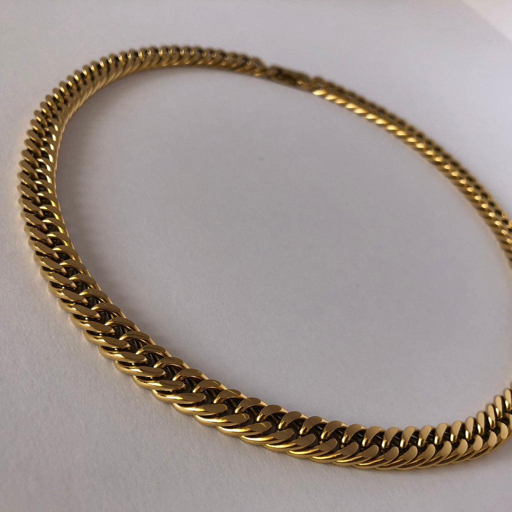 Double Link Cuban chain necklace, 18k Gold Curb Necklace, Stainless steel Curb chain, Gold chain | Suradesires