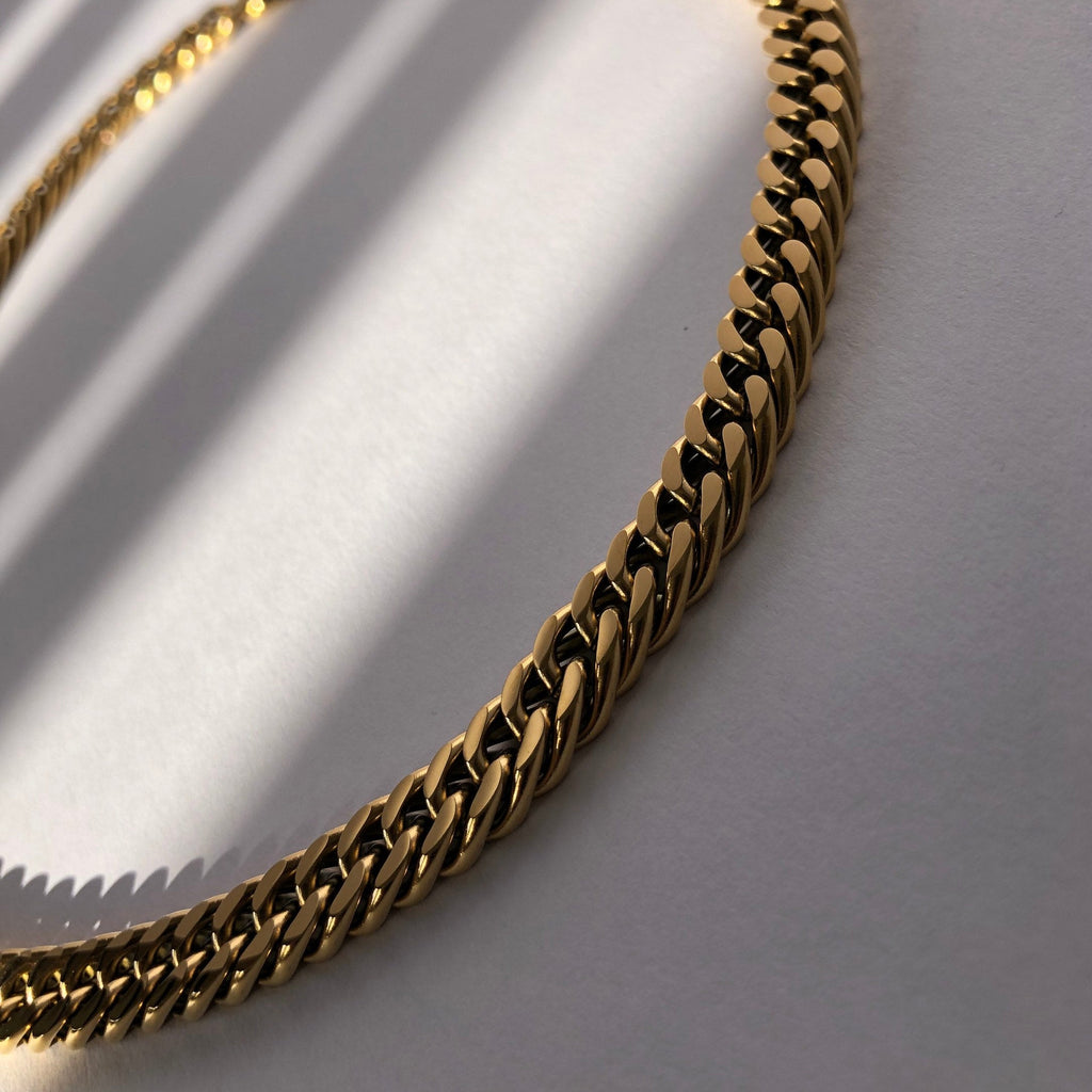 Double Link Cuban chain necklace, 18k Gold Curb Necklace, Stainless steel Curb chain, Gold chain | Suradesires