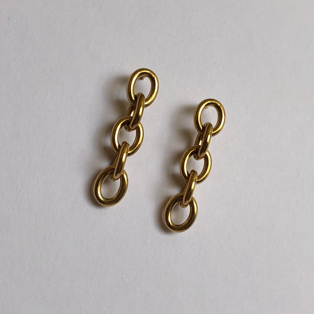 Chain Link drop Earrings, Link Earrings, 18k Gold plated Earrings | Suradesires