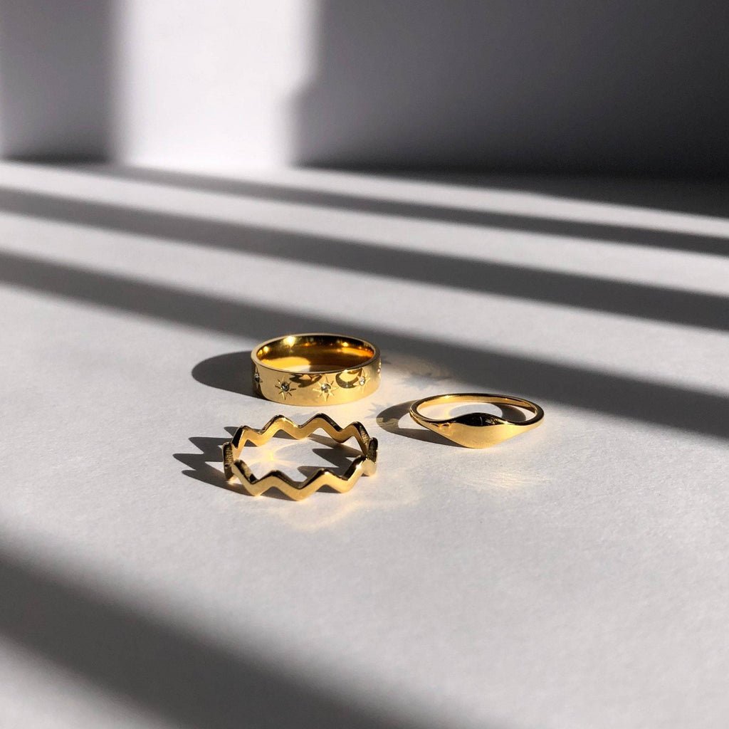 18k Gold Plated Signet Ring, Mini Signet Ring, Signet Ring, Gold Ring, Statement Ring | Suradesires