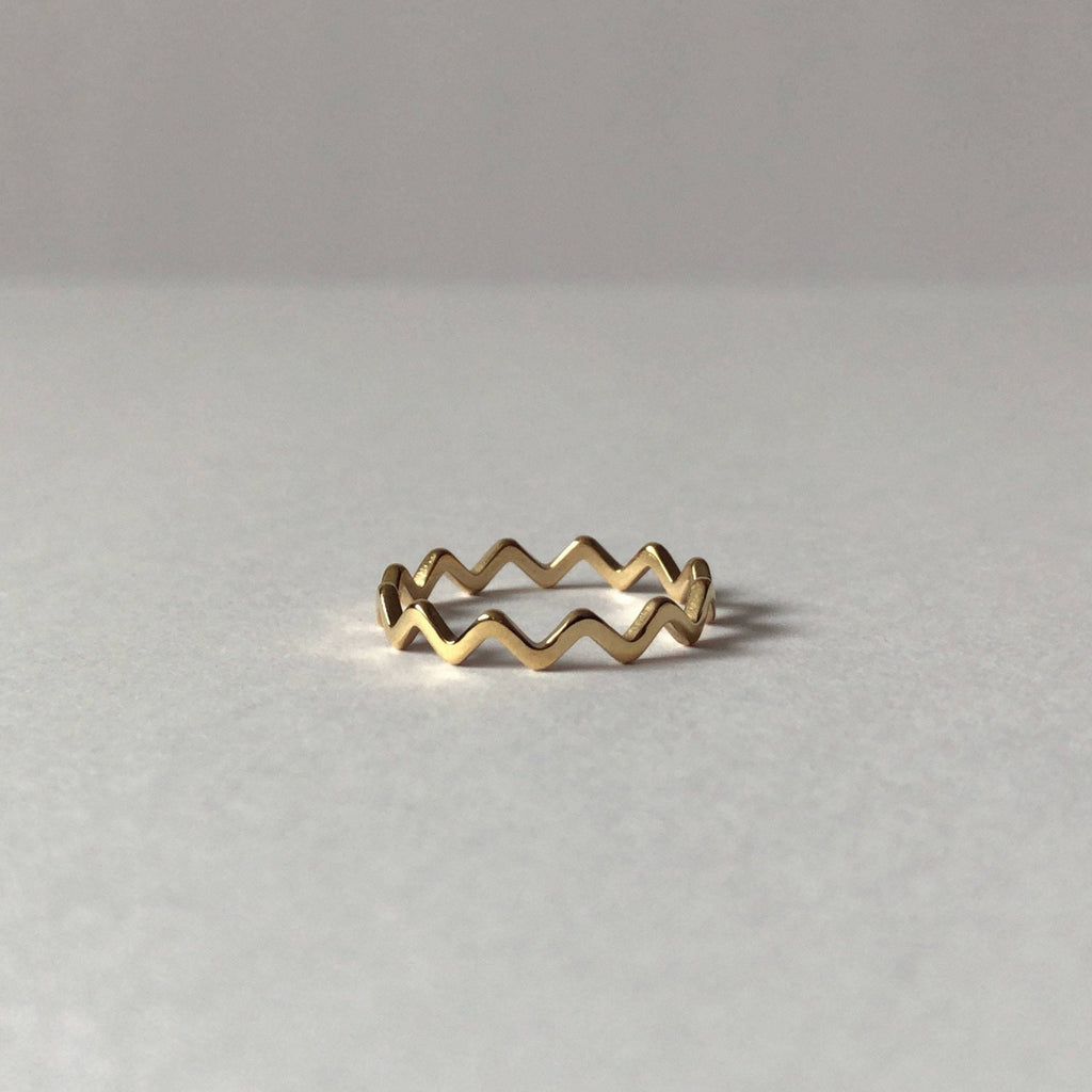 18k Gold Plated Zig Zag Ring, Abstract Ring, Zig Zag Ring, Thin Ring, Gold Ring, Stackable Ring | Suradesires