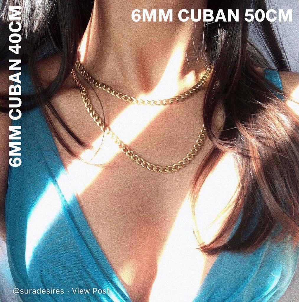 Silver Cuban Link Necklace, 3mm 4.5mm 6mm Cuban Chain, Stainless Steel Cuban Necklace, Silver Chain Necklace, Cuban Link Chain | Suradesires