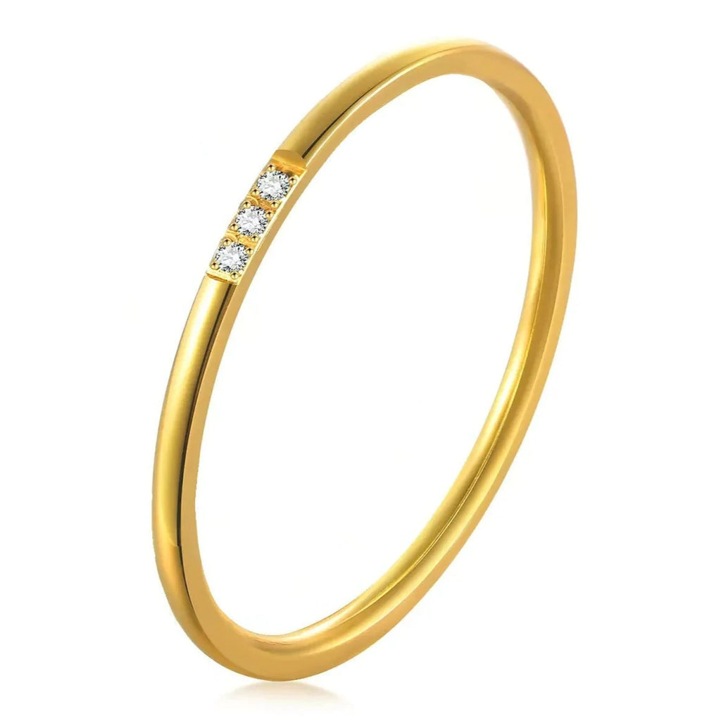 18k Gold Thin Crystal Band Ring, Crystal Ring, Thin Ring, Gold Ring, Gold Ring | Suradesires