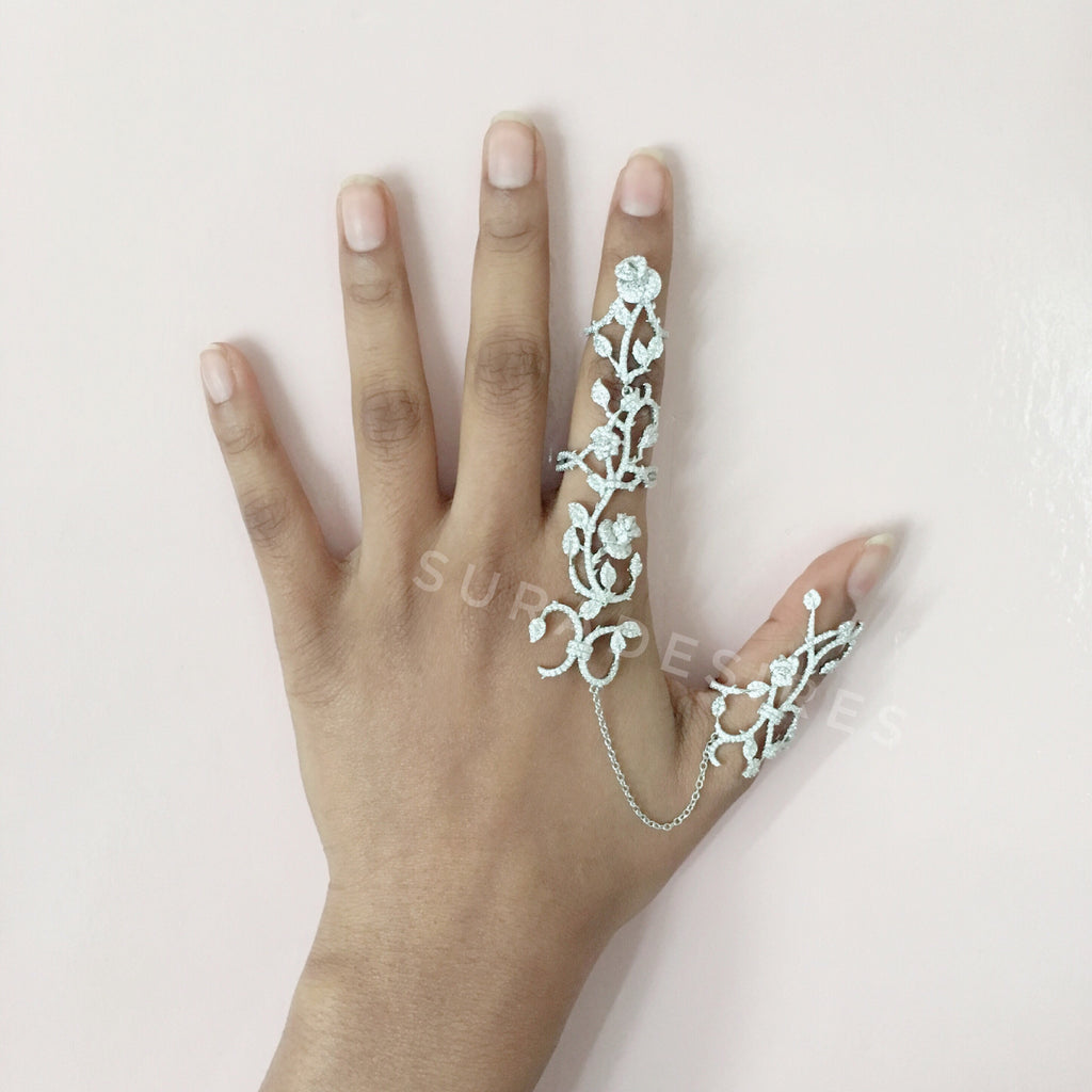 Silver Full Finger Chain Ring-Suradesires-Suradesires