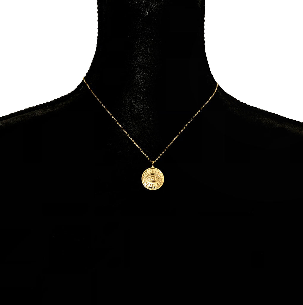 Golden Eye Disc pendant necklace - 925 Sterling Silver-Suradesires-Suradesires